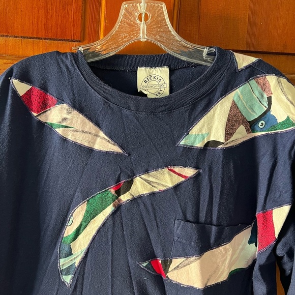 Vintage 80s Ricki & Company Navy Graphic Appliqué T-Shirt Birds Design (Size M) - Picture 5 of 8